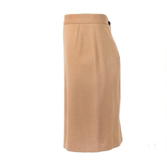 DOLCE & GABBANA Size 6 (42 IT) Wool PENCIL SKIRT Camel - Picture 3 of 7